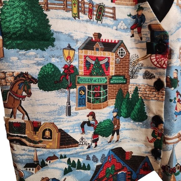 Vintage 90's Ivy Clubs Christmas Winter Scene Vest EUC L/XL - Picture 5 of 8